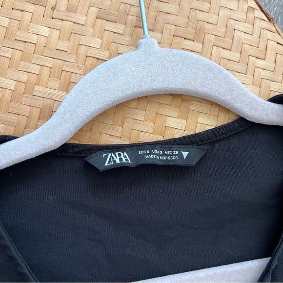 Zara Black Ruffle Pleated Boho‎ Smock Tunic Dress Festival Size S Bloggers Fave - Picture 3 of 8